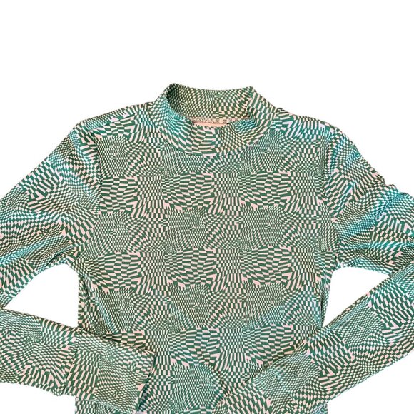 llQUAL Abstract Graphic Psychedelic Hypnotic High Neck Top S - Picture 2 of 8